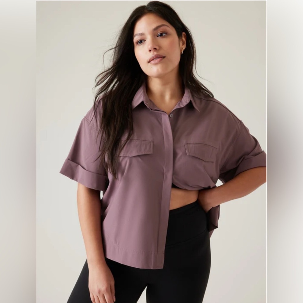 Athleta Hike Packable Top Damask Mauve Shirt Womens Outdoors Activewear L